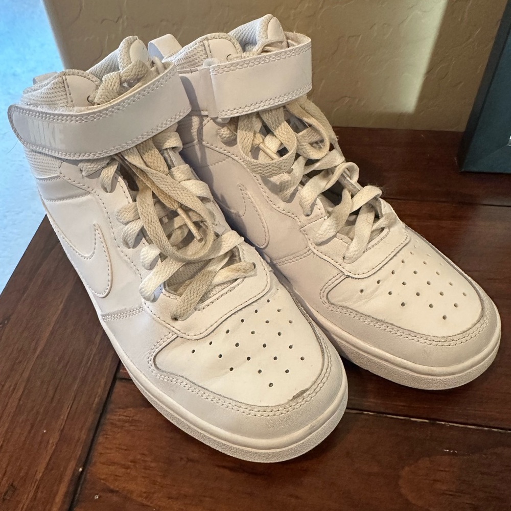 Nike Kids White High-Top Sneakers with Strap